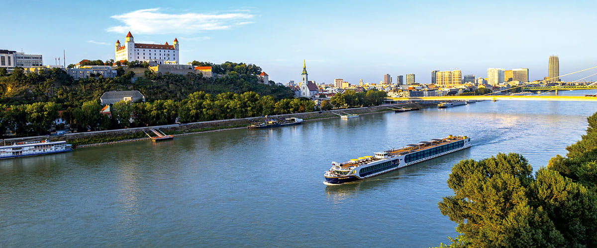 Spirit of the Danube sailing past Bratislava, Slovakia
